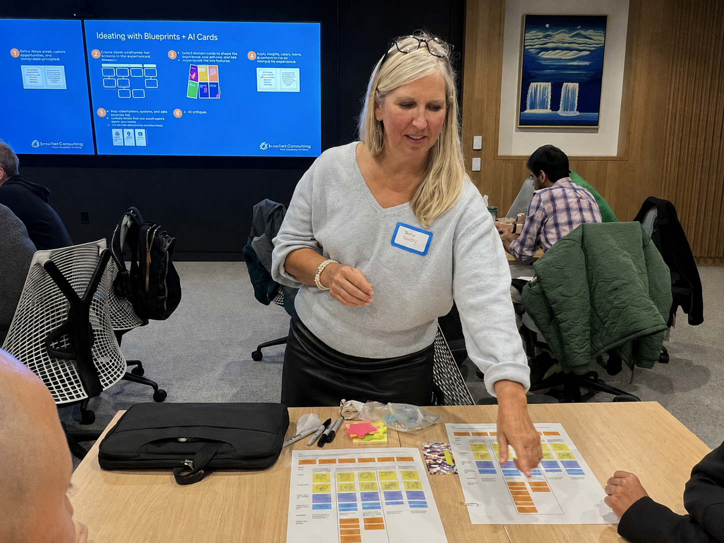 Betsy Noullet facilitating a card sort workshop